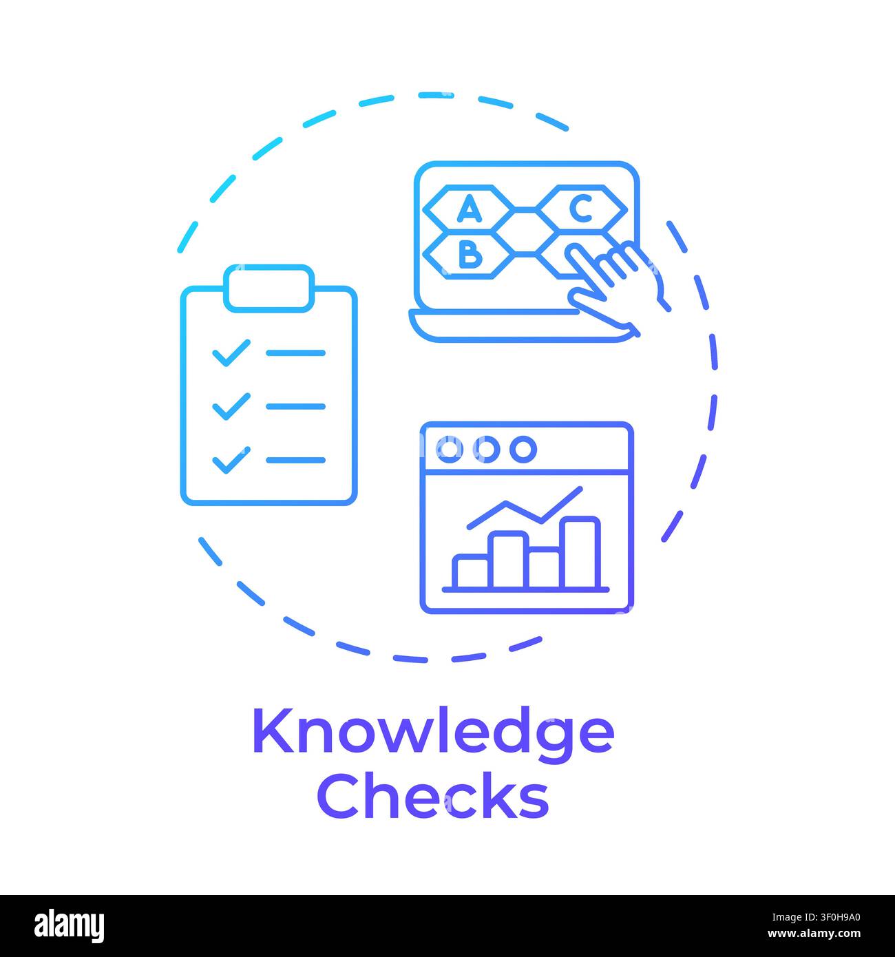 Knowledge checks blue gradient concept icon Stock Vector