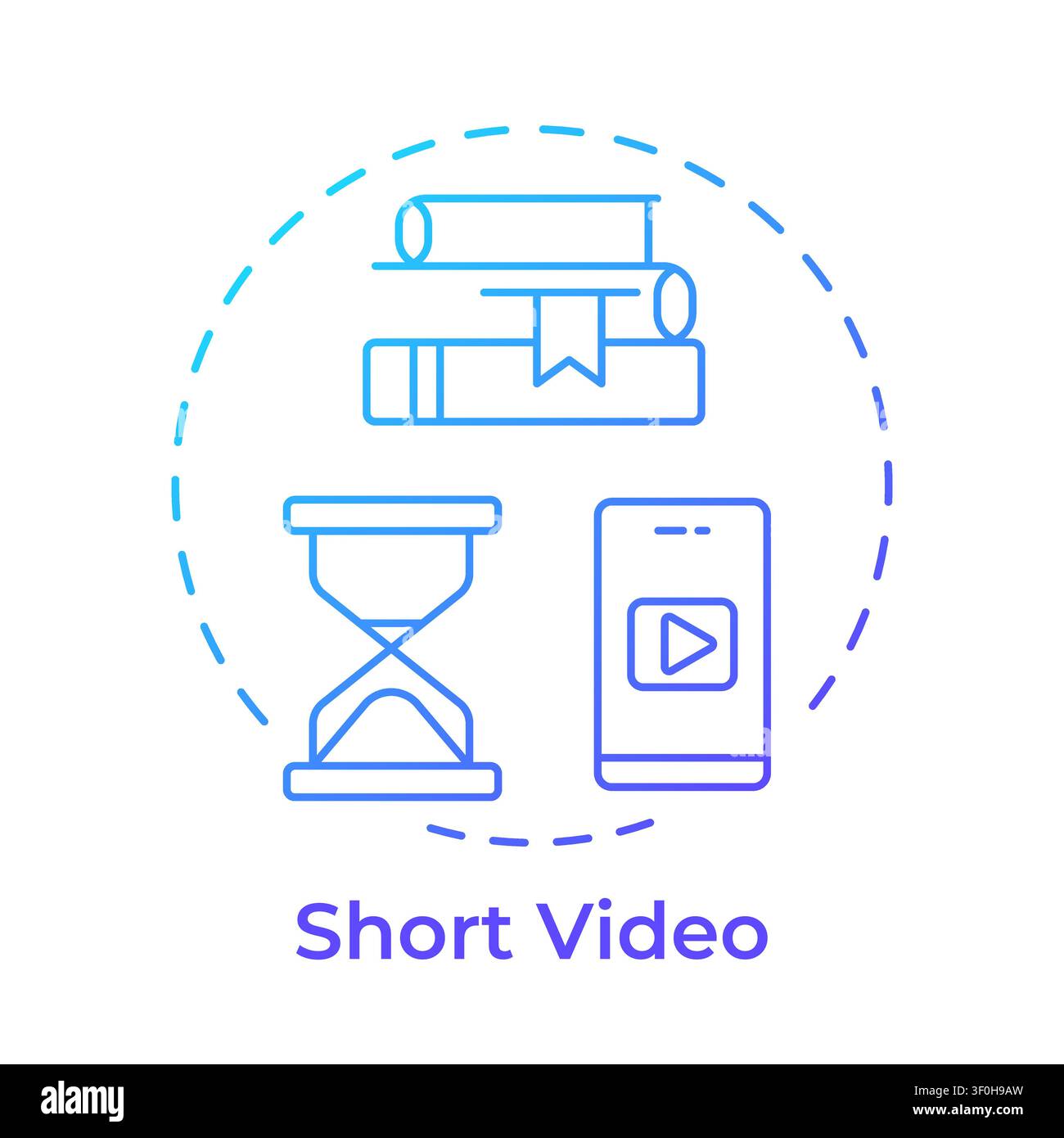 Short video blue gradient concept icon Stock Vector