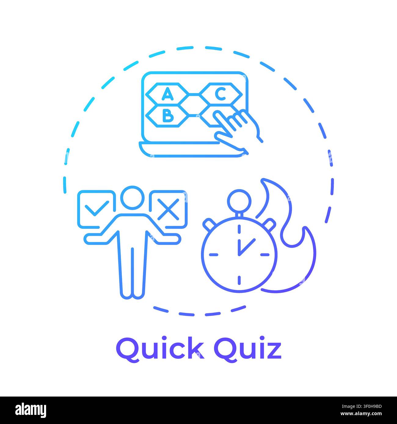 Quick quiz blue gradient concept icon Stock Vector