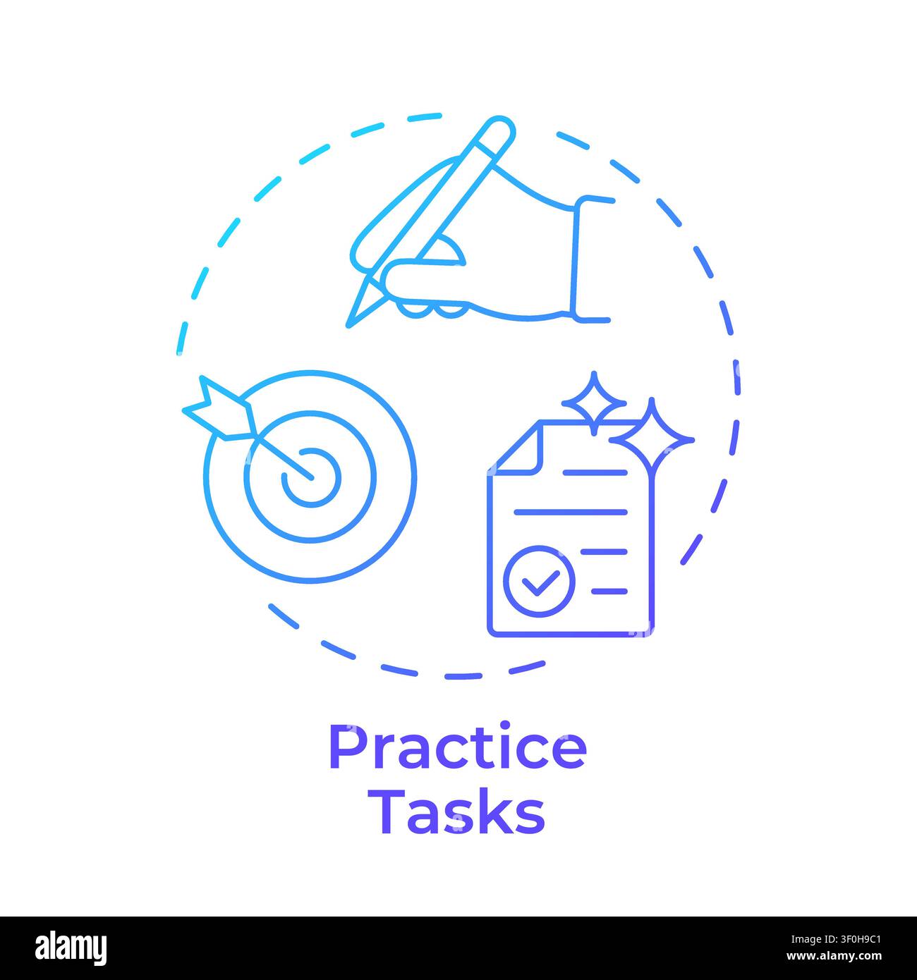 Practice tasks blue gradient concept icon Stock Vector