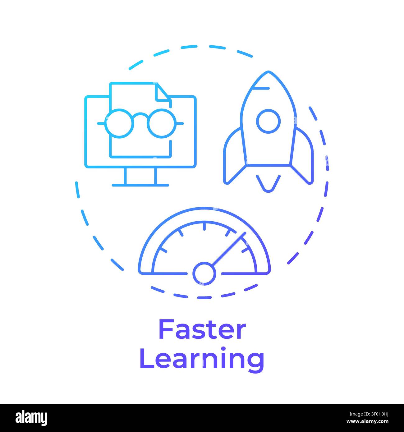 Faster learning blue gradient concept icon Stock Vector