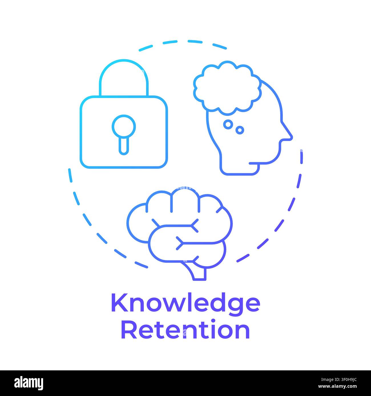 Knowledge retention blue gradient concept icon Stock Vector