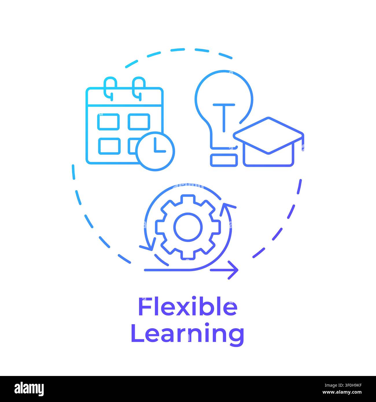 Flexible learning blue gradient concept icon Stock Vector