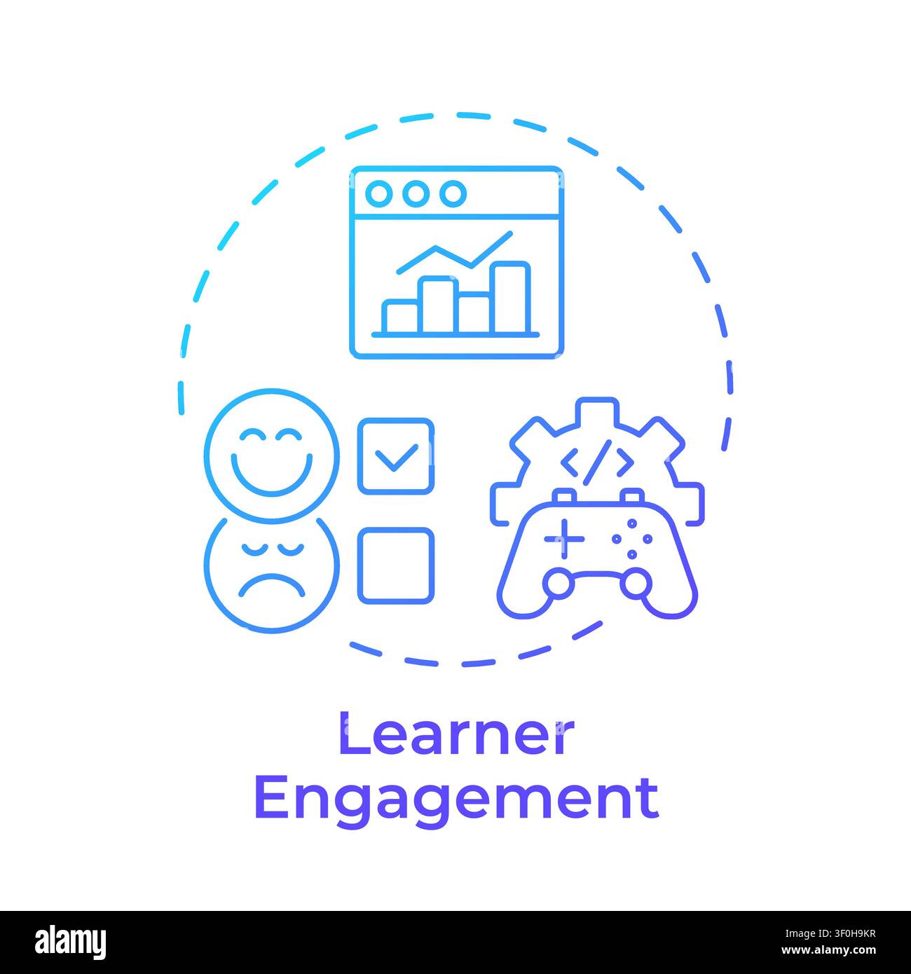 Learner engagement blue gradient concept icon Stock Vector