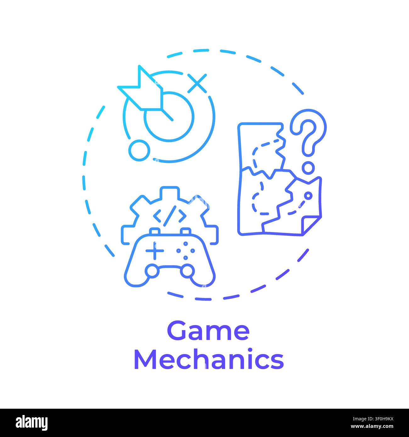 Game mechanics blue gradient concept icon Stock Vector