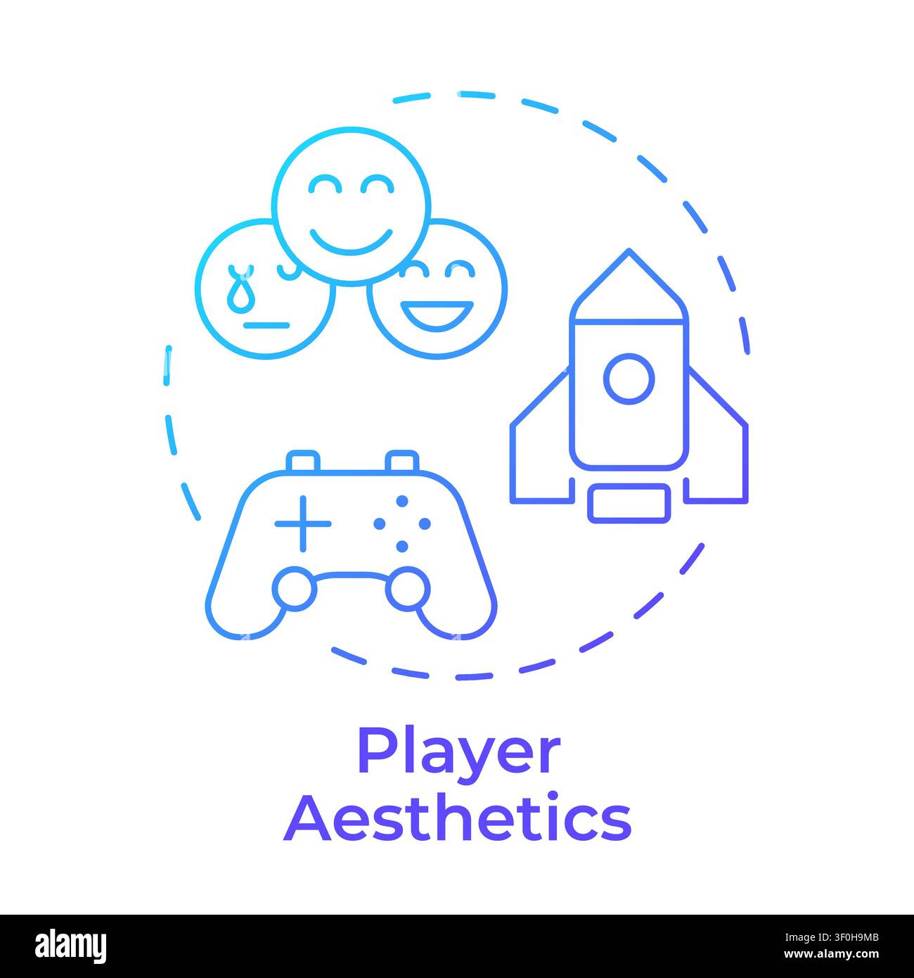 Player aesthetics blue gradient concept icon Stock Vector
