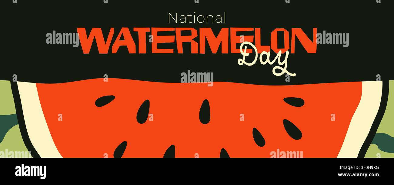 National Watermelon Day banner hand drawn vector for holiday advertisement Stock Vector