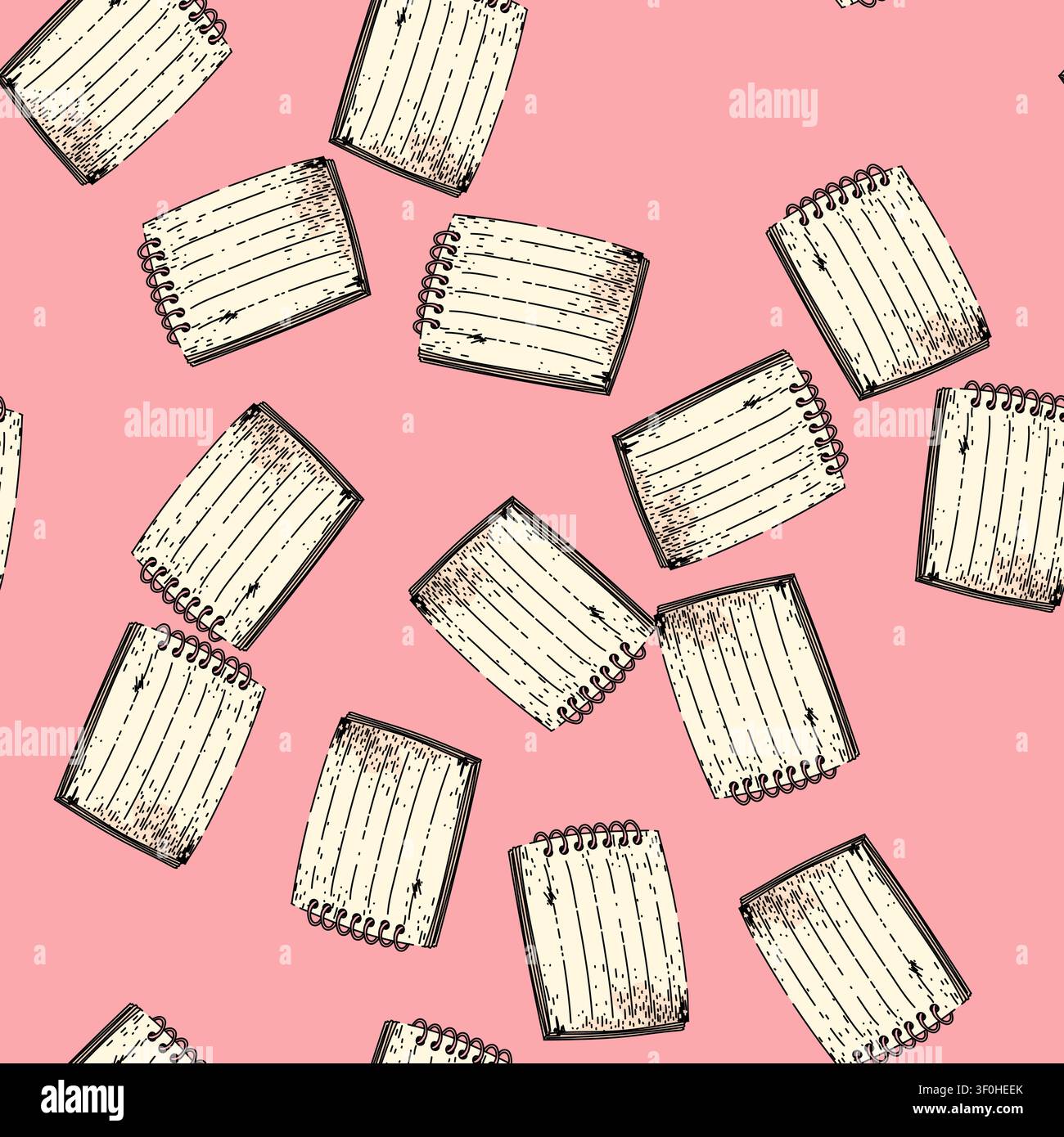 pattern writing notepad hand drawn. jot memo, list organize, save document writing notepad vector sketch illustration Stock Vector