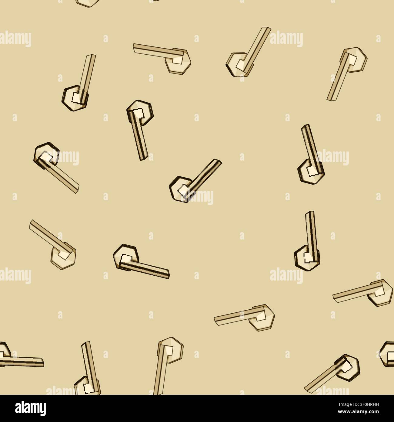 seamless pattern Gold colored lever door handle providing access and security, symbolizing home improvement, interior design, and residential entry so Stock Vector
