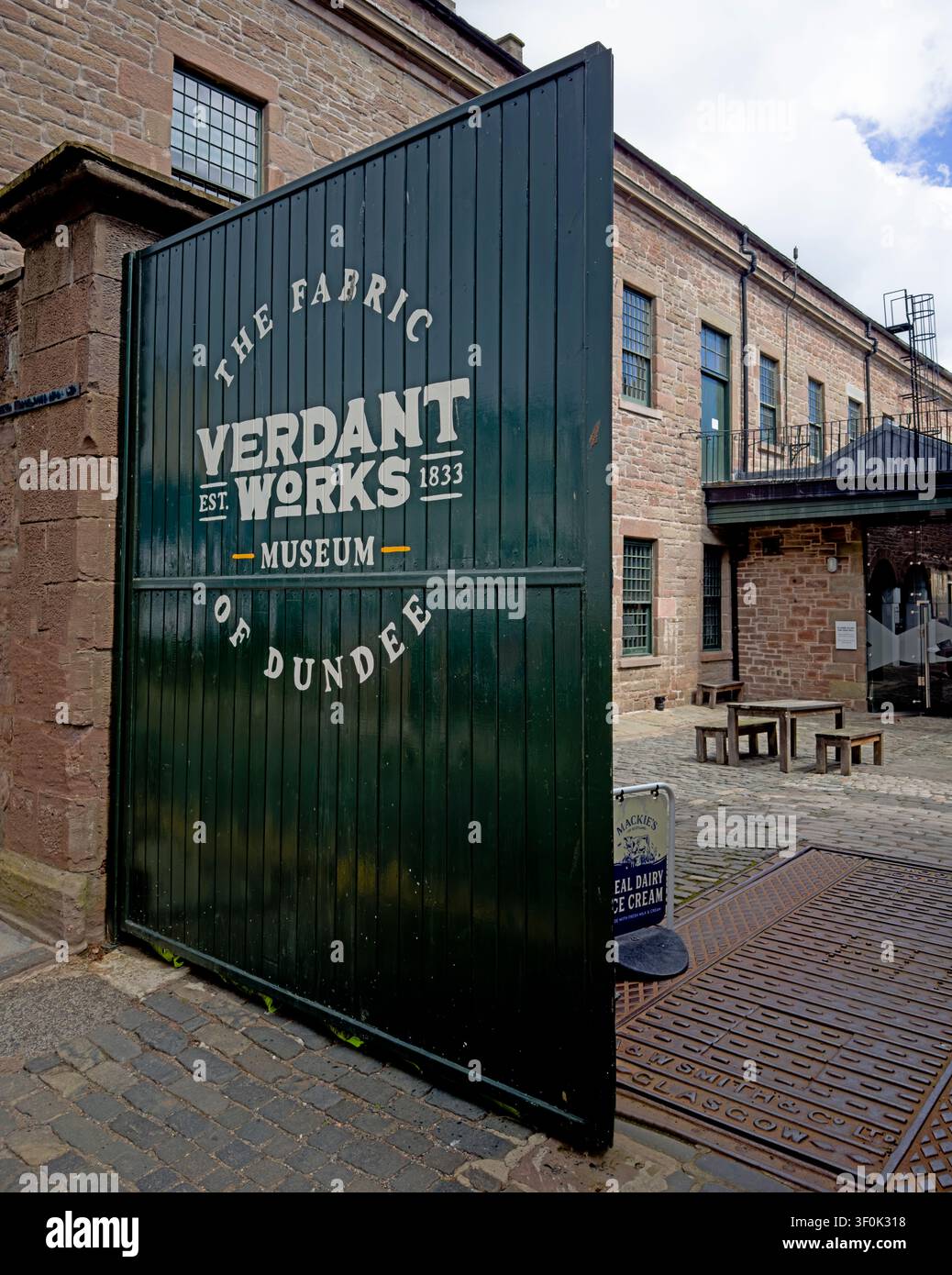 Verdant Works Museum entrance in Dundee, Scotland, UK. Stock Photo