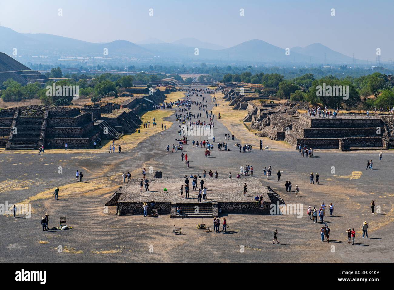 Tourists visiting the Avenue of the Dead in Teotihuacan, Mexico. Stock Photo