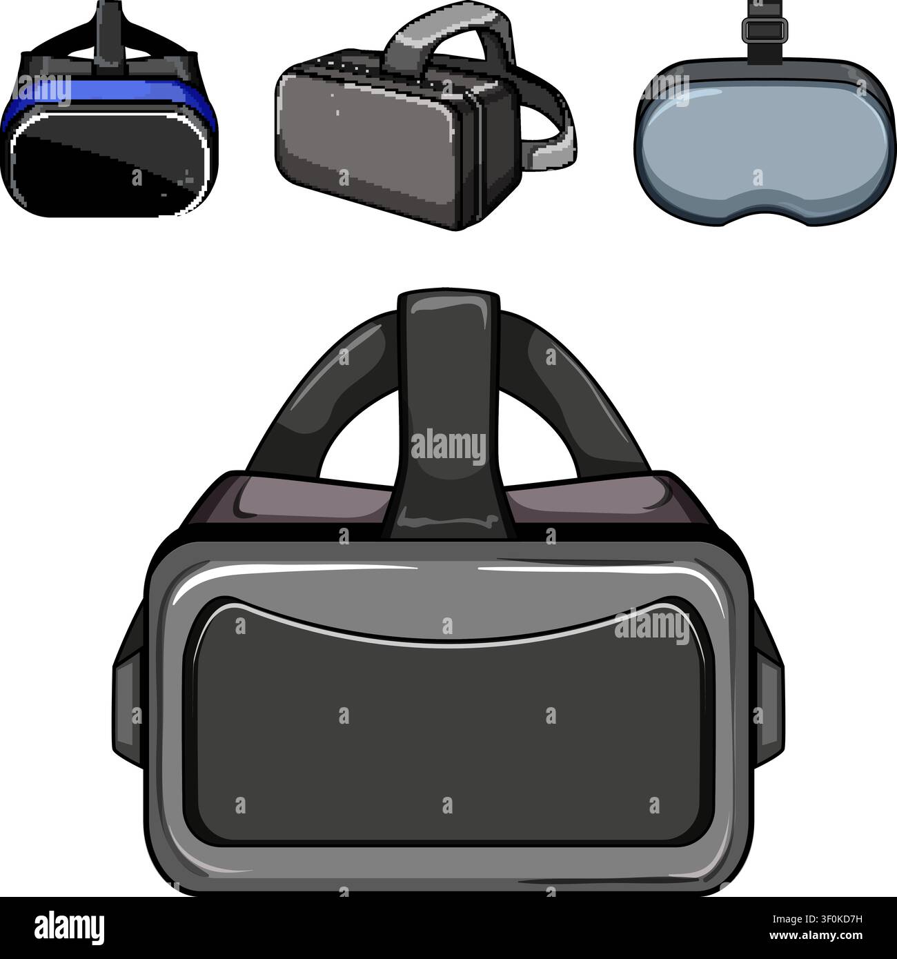 Virtual reality glasses headset device offering immersive digital experiences and interactive simulations, enabling users to explore new dimensions an Stock Vector