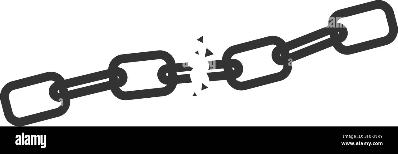 Broken Black Chain Link Vector Icon for Freedom and Strength Design Concept Stock Vector