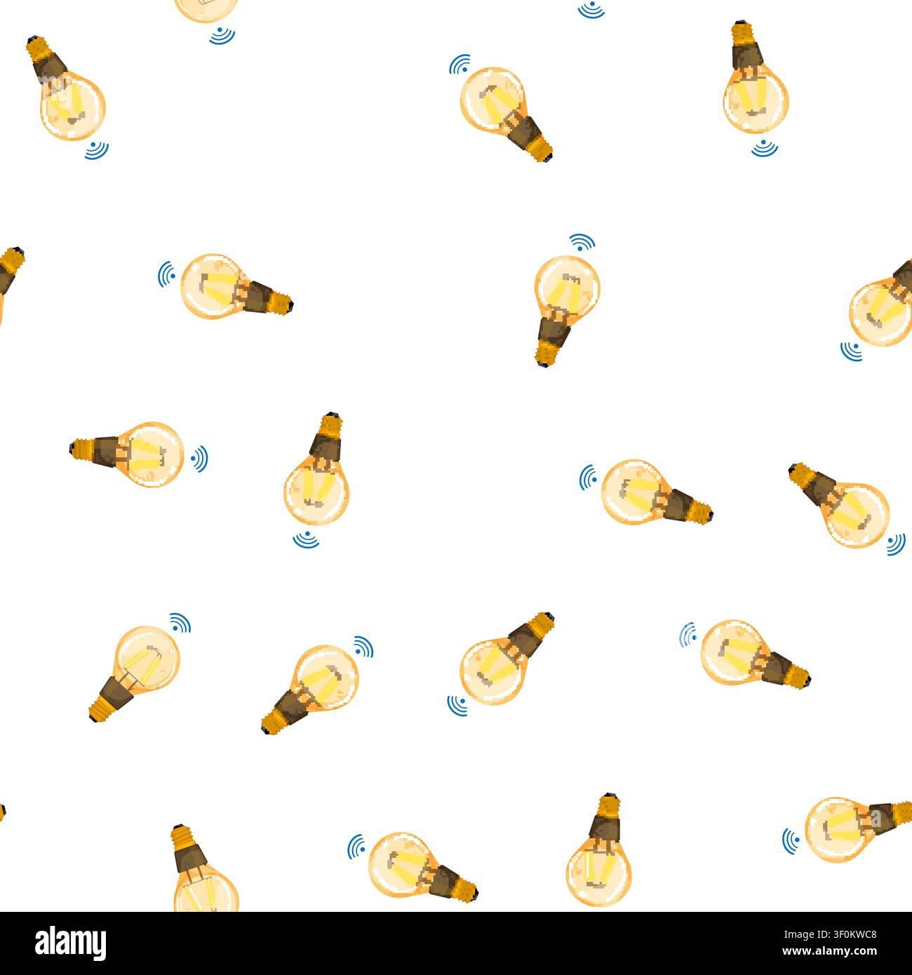 pattern technology smart light bulb cartoon. technology smart light bulb sign vector Stock Vector