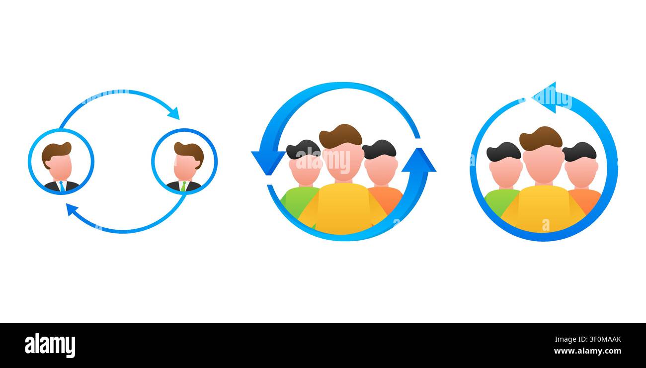Team rotation process and employee staff turnover cycle Stock Vector