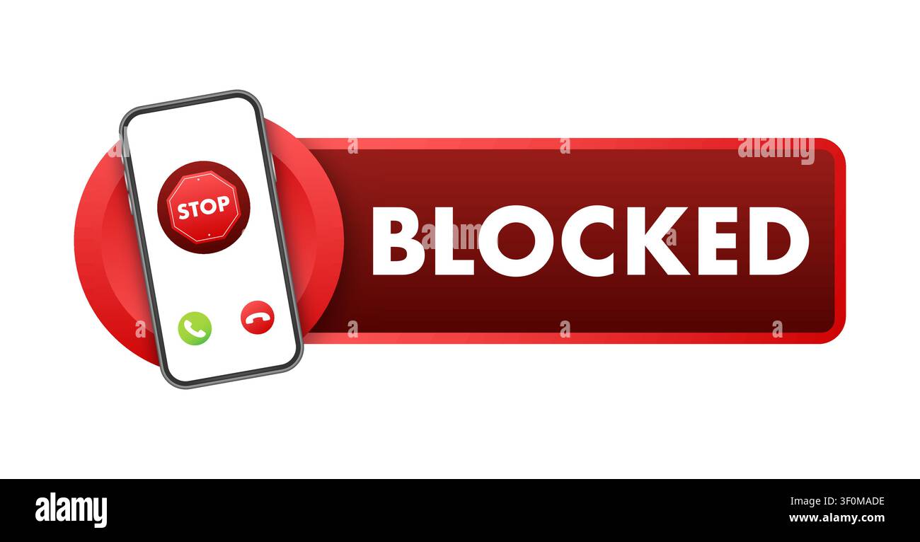 Smartphone displaying blocked call with stop sign icon Stock Vector