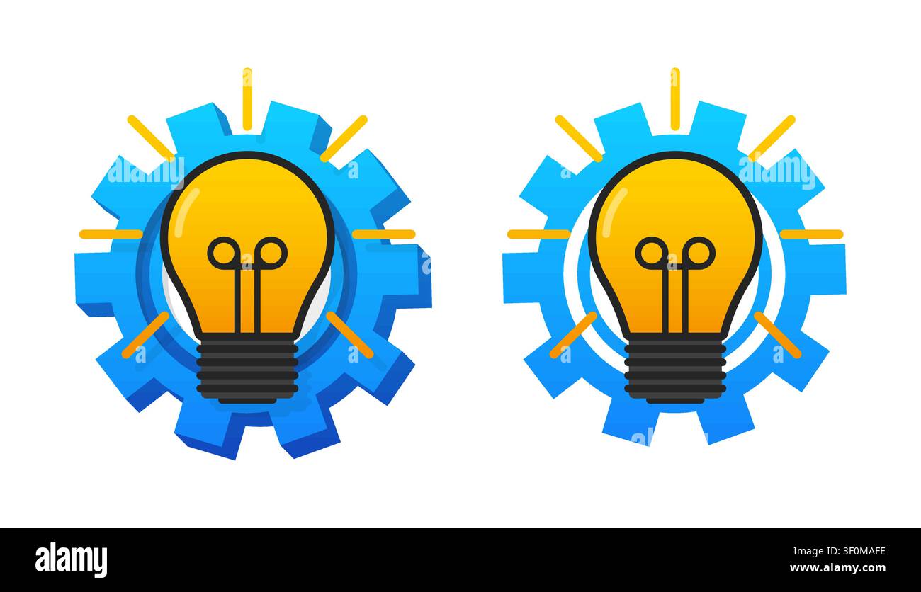Lightbulb and gear representing innovation and creative process Stock Vector