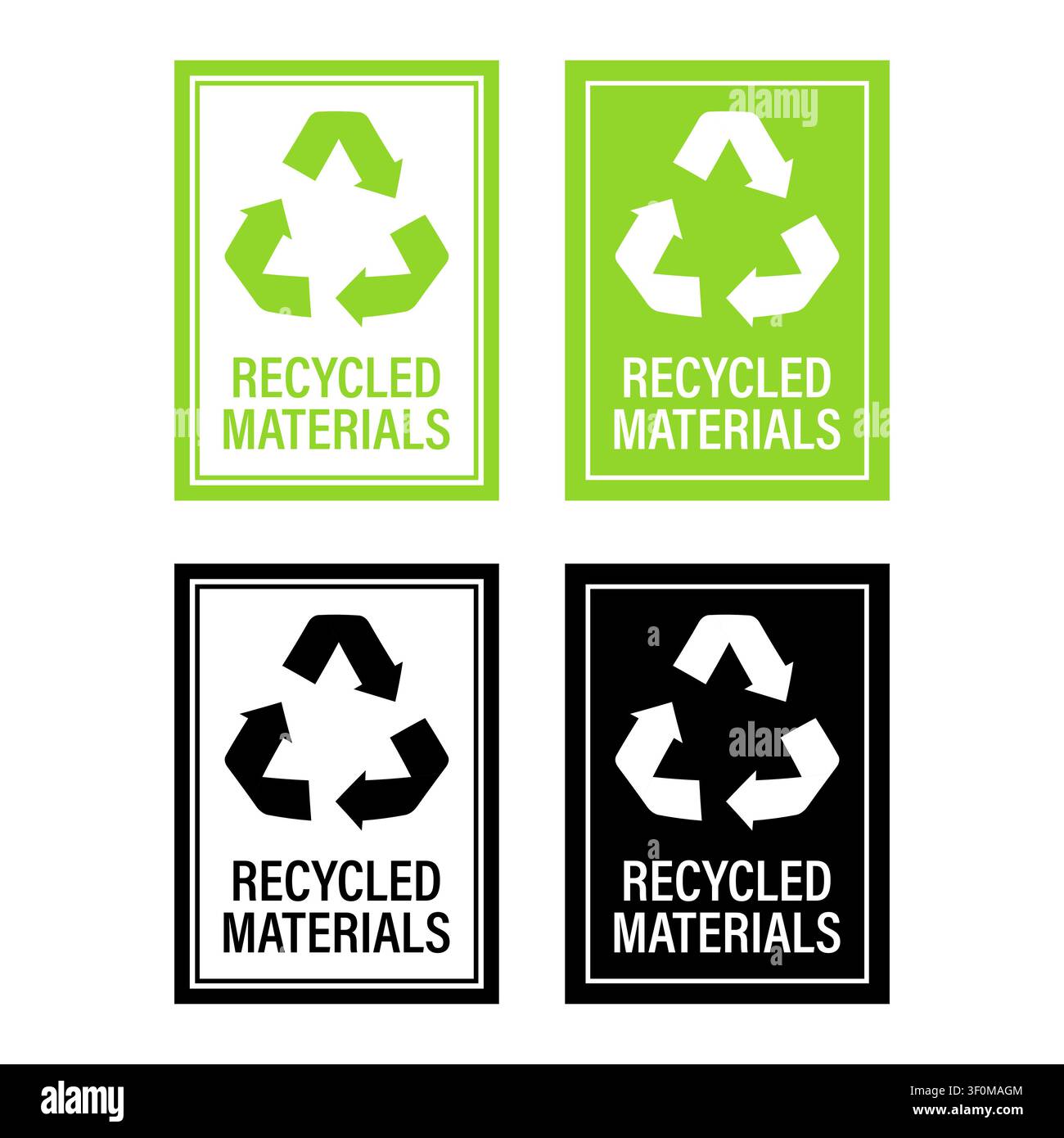 Recycled materials symbol set for packaging Stock Vector