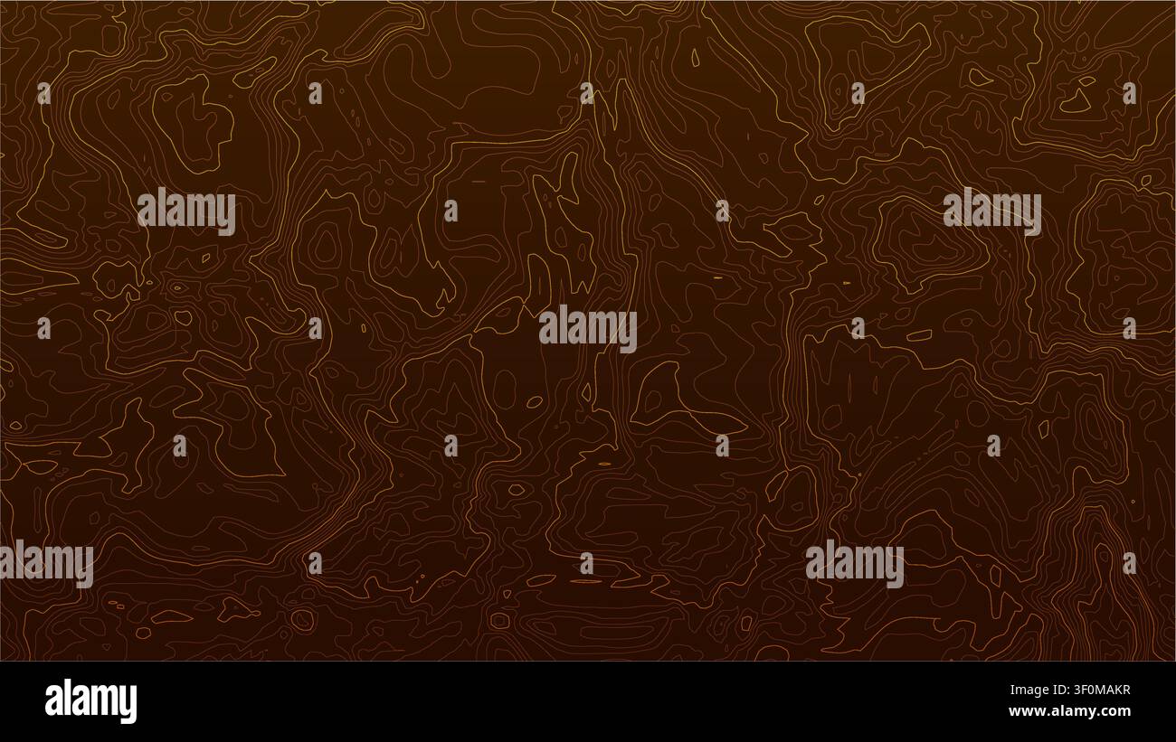 Abstract golden topographical map showing contour lines pattern Stock Vector