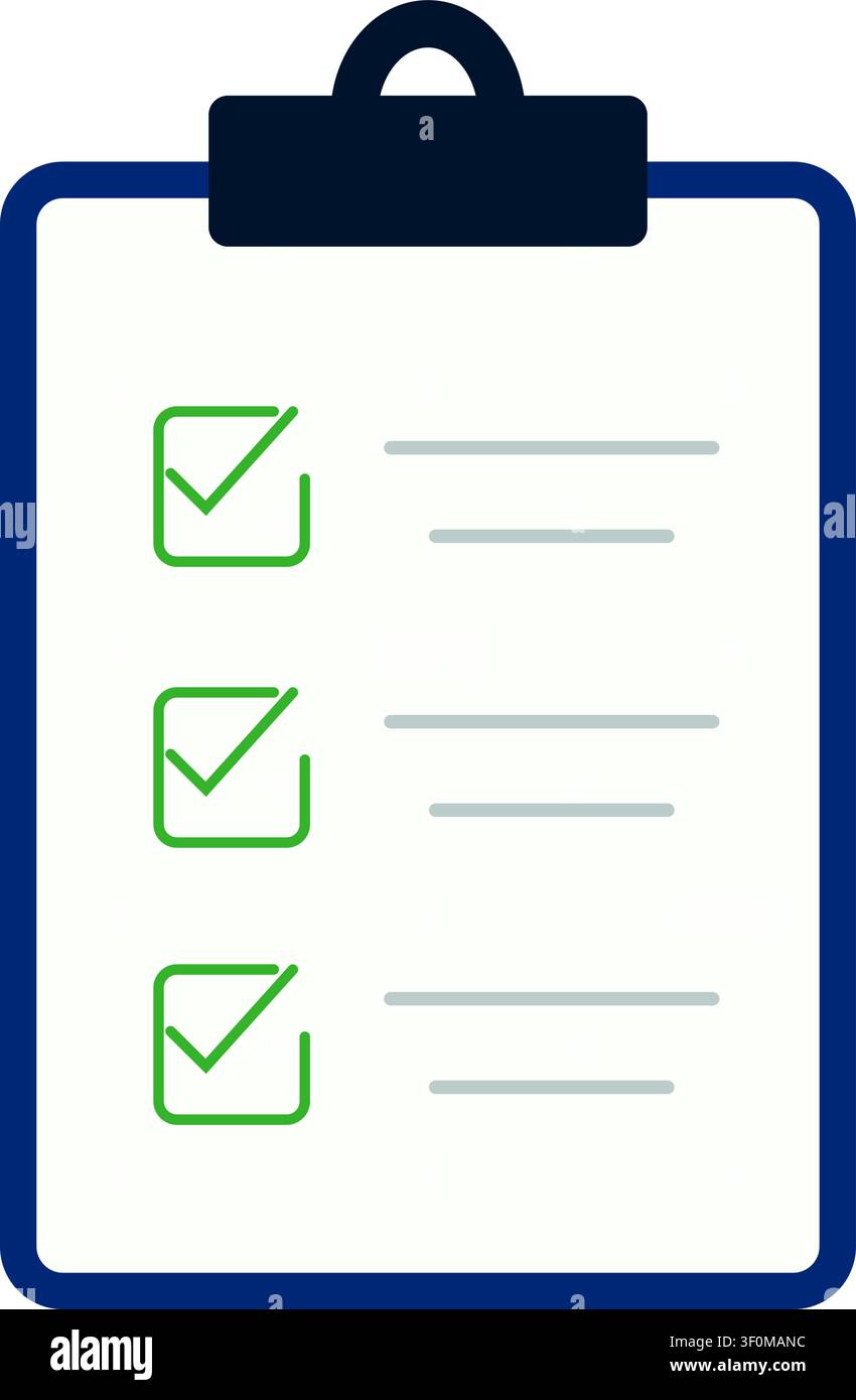 Clipboard with Planning Sheet Vector Illustration – Flat Office Checklist and Notes Icon Stock Vector