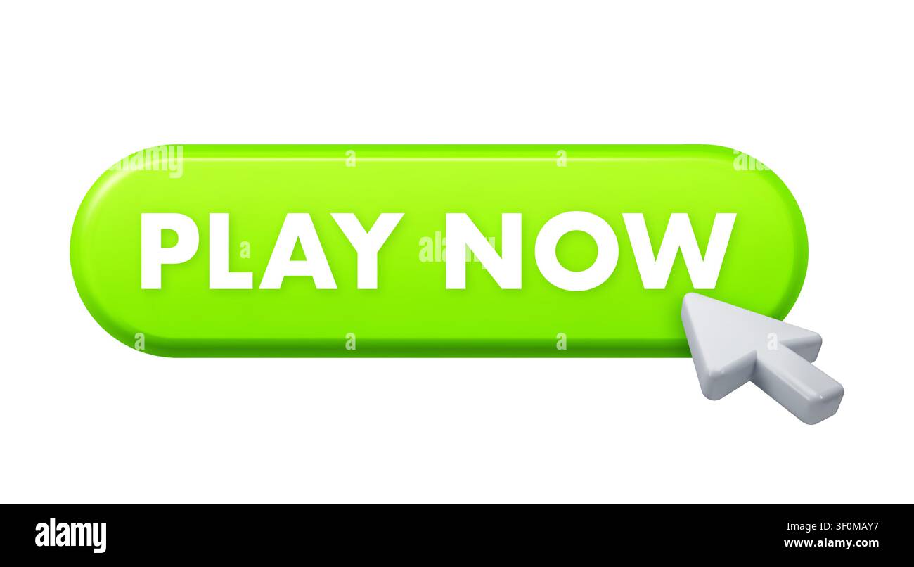 3D cursor clicking play now button icon Stock Vector