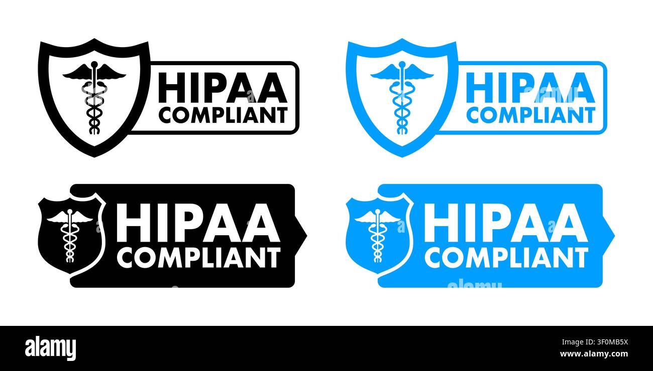 HIPAA compliant health data privacy information shields Stock Vector