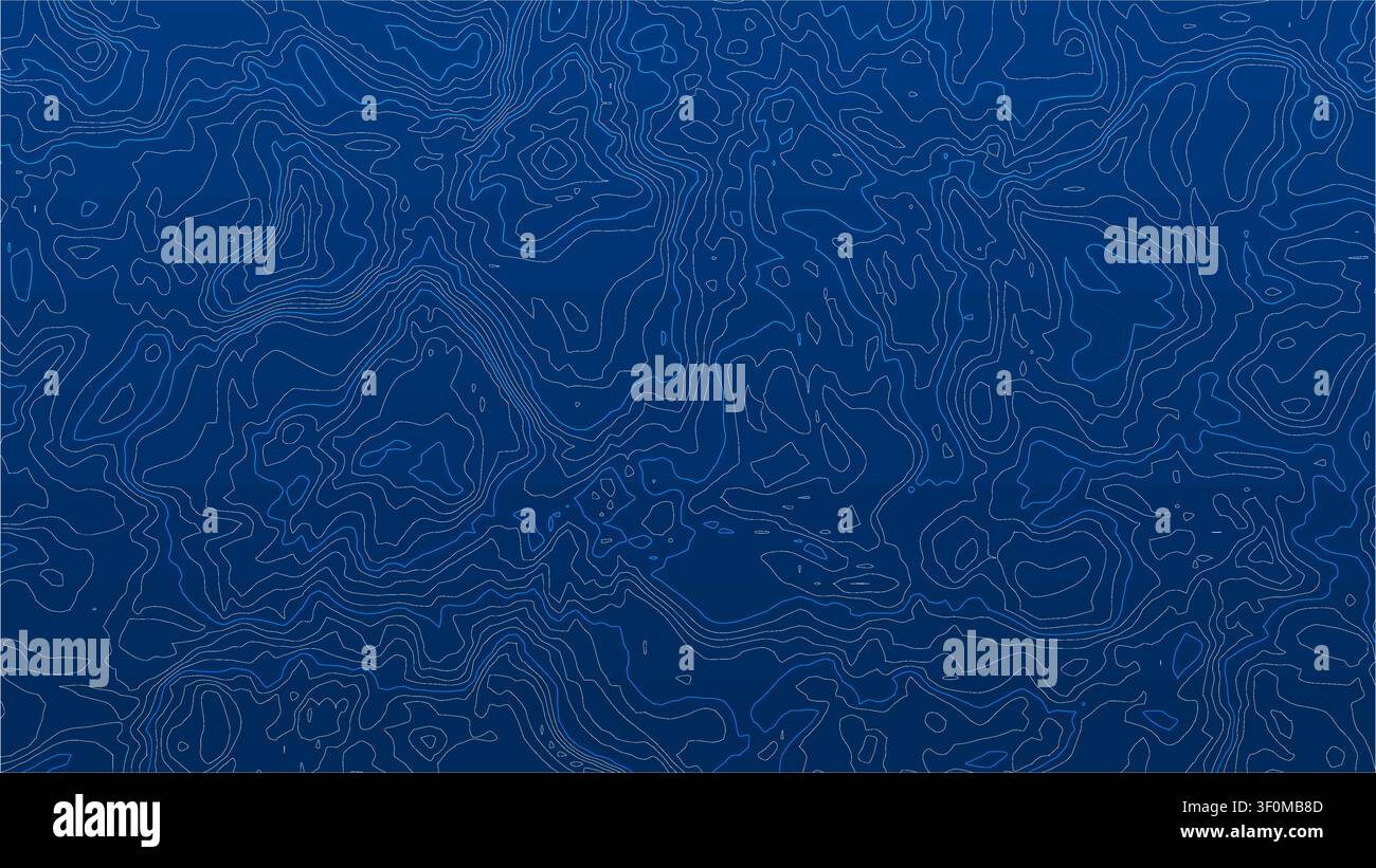 Topographic map contour lines showing abstract terrain elevation Stock Vector