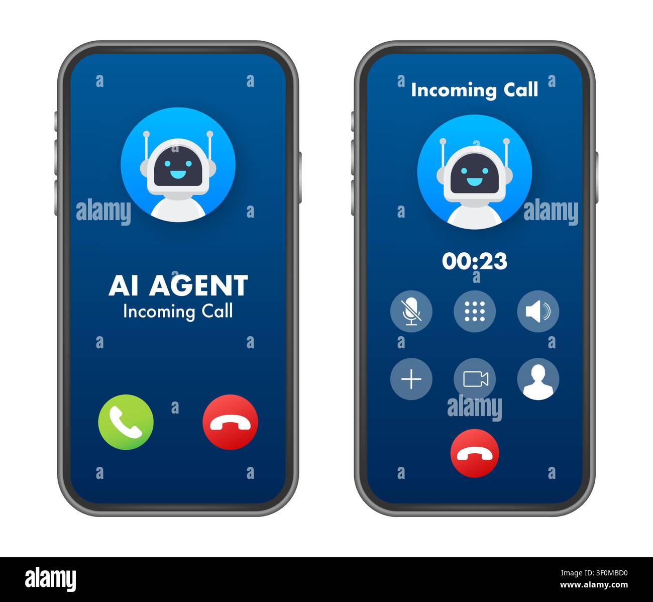 AI agent incoming call on smartphone screen Stock Vector