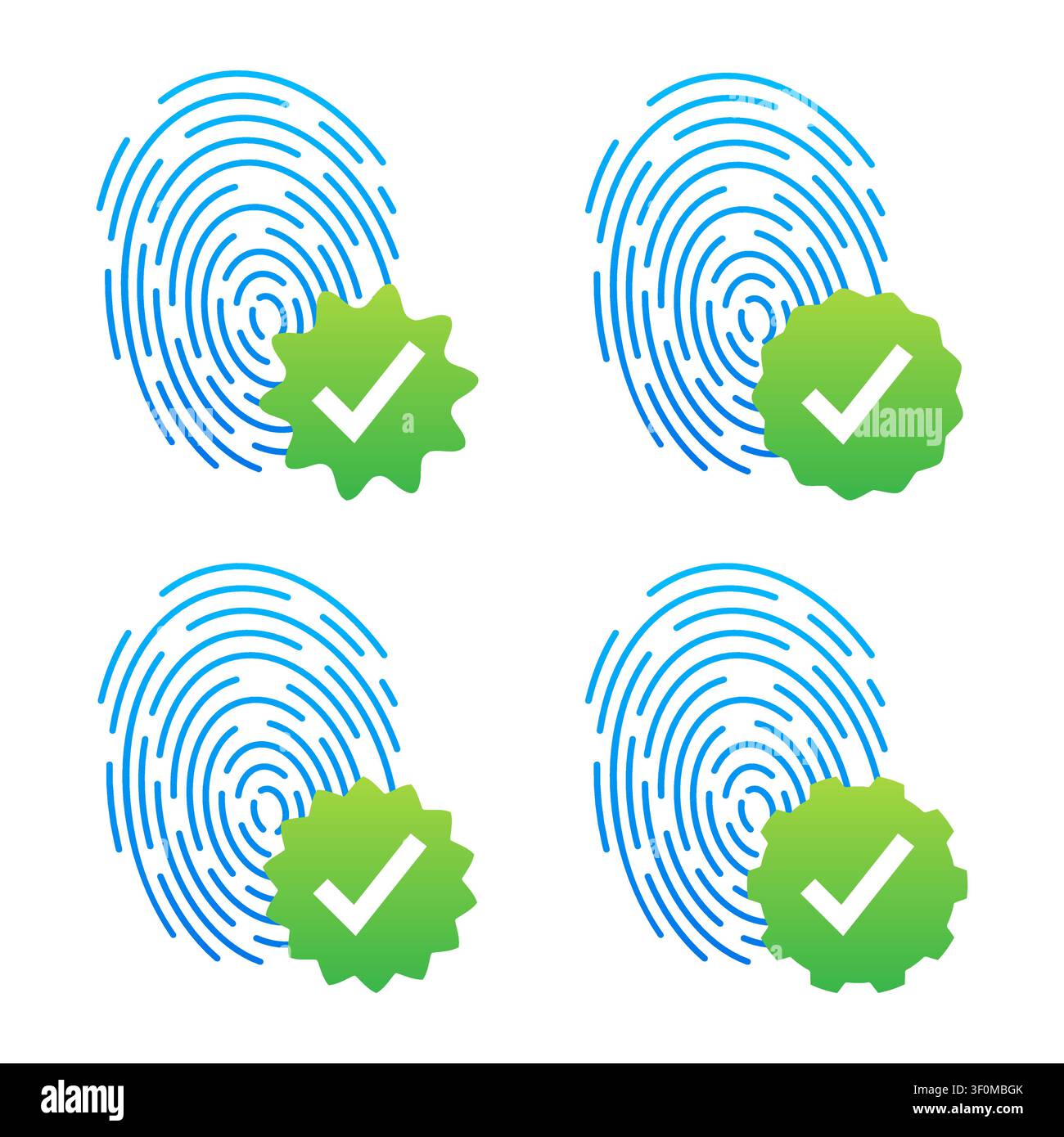 Fingerprint biometric security verification complete success icons Stock Vector
