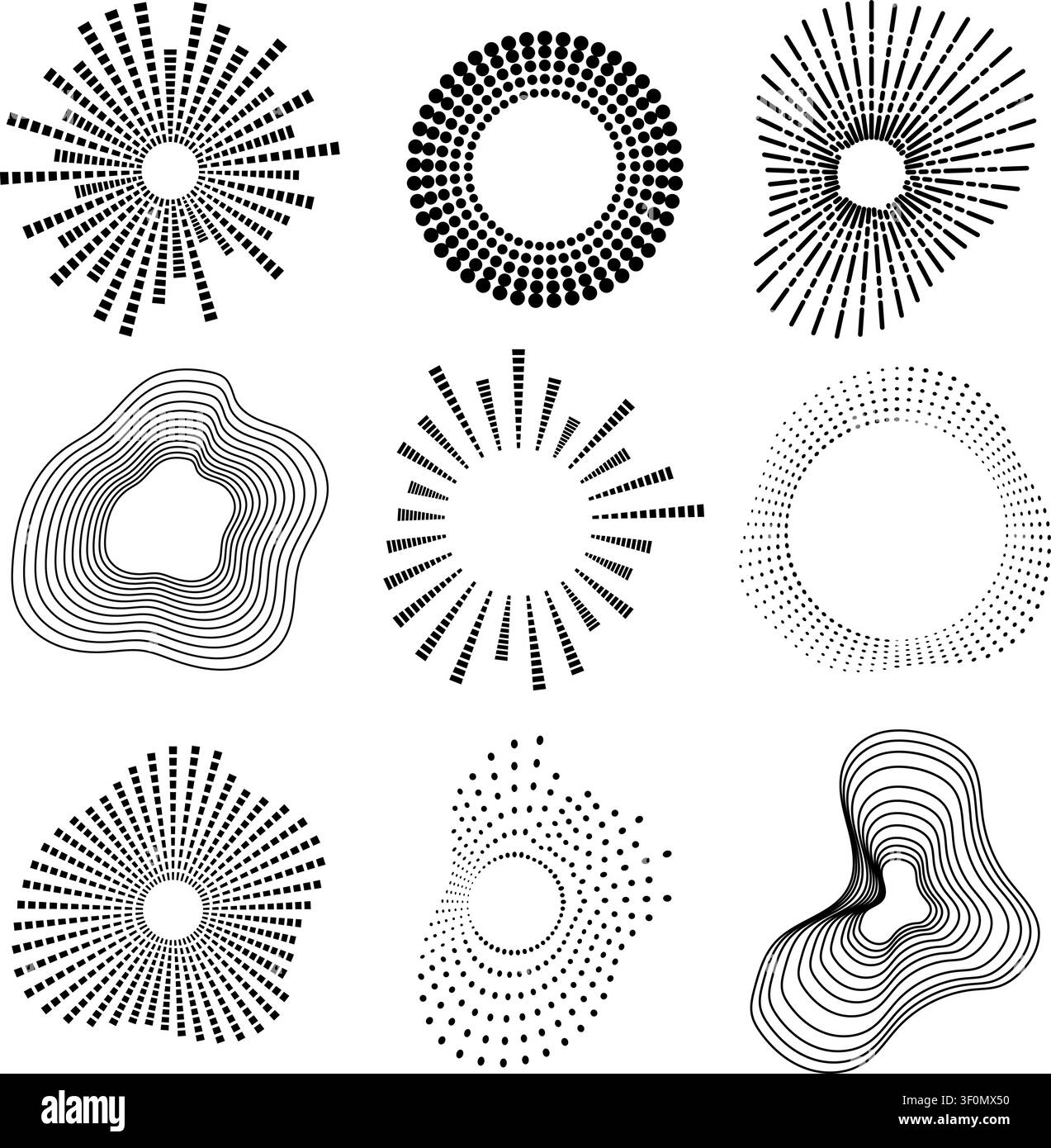 Abstract radial equalizer elements generating dynamic patterns Stock Vector