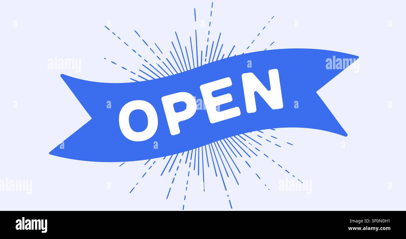 Open. Banner ribbon. Flat ribbon open Stock Vector