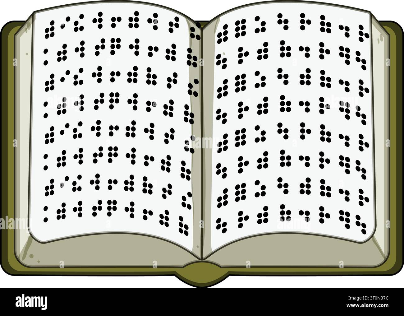 Open book presenting text in braille Stock Vector