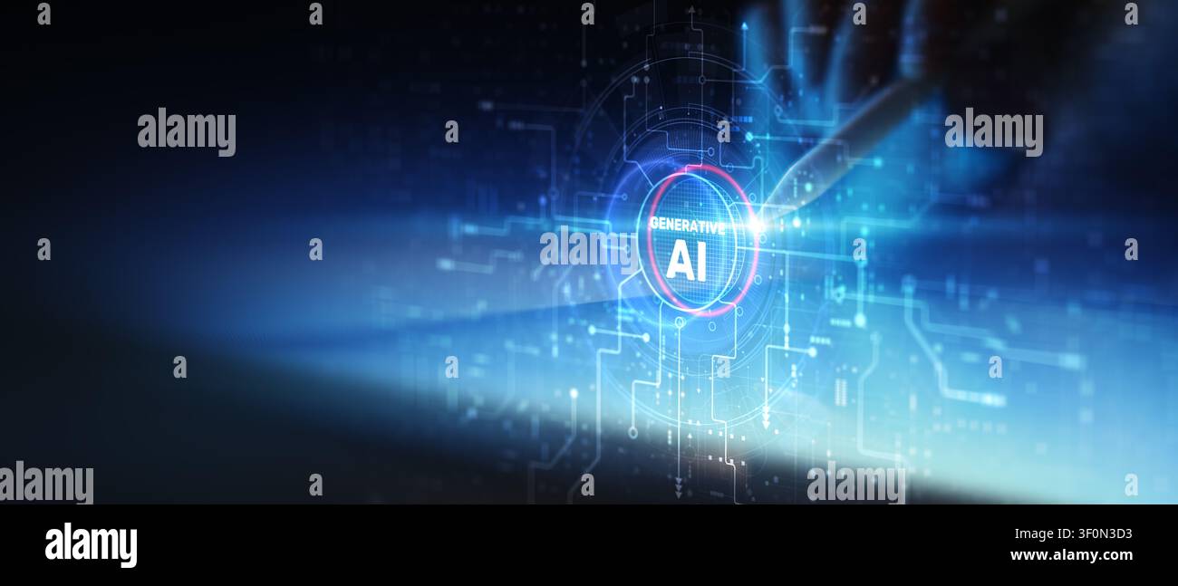 AI artificial intelligence integration system for business automation and digital process enhancement using user interaction Stock Photo