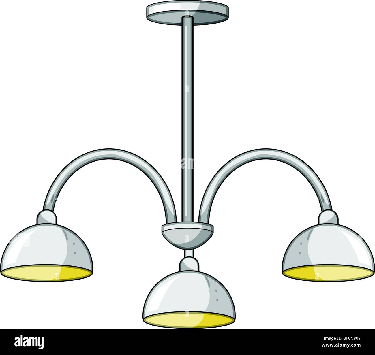 Ceiling light fixture illuminating home interior with three bulbs Stock Vector