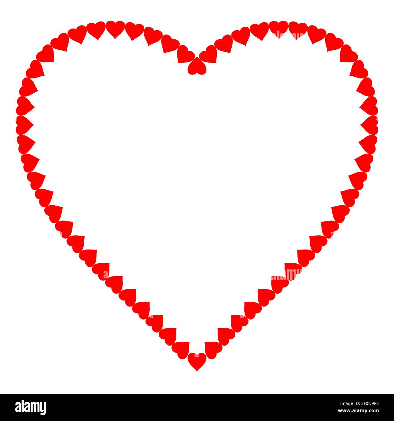 Abstract composition of red hearts forming large symbolic love shape Stock Vector
