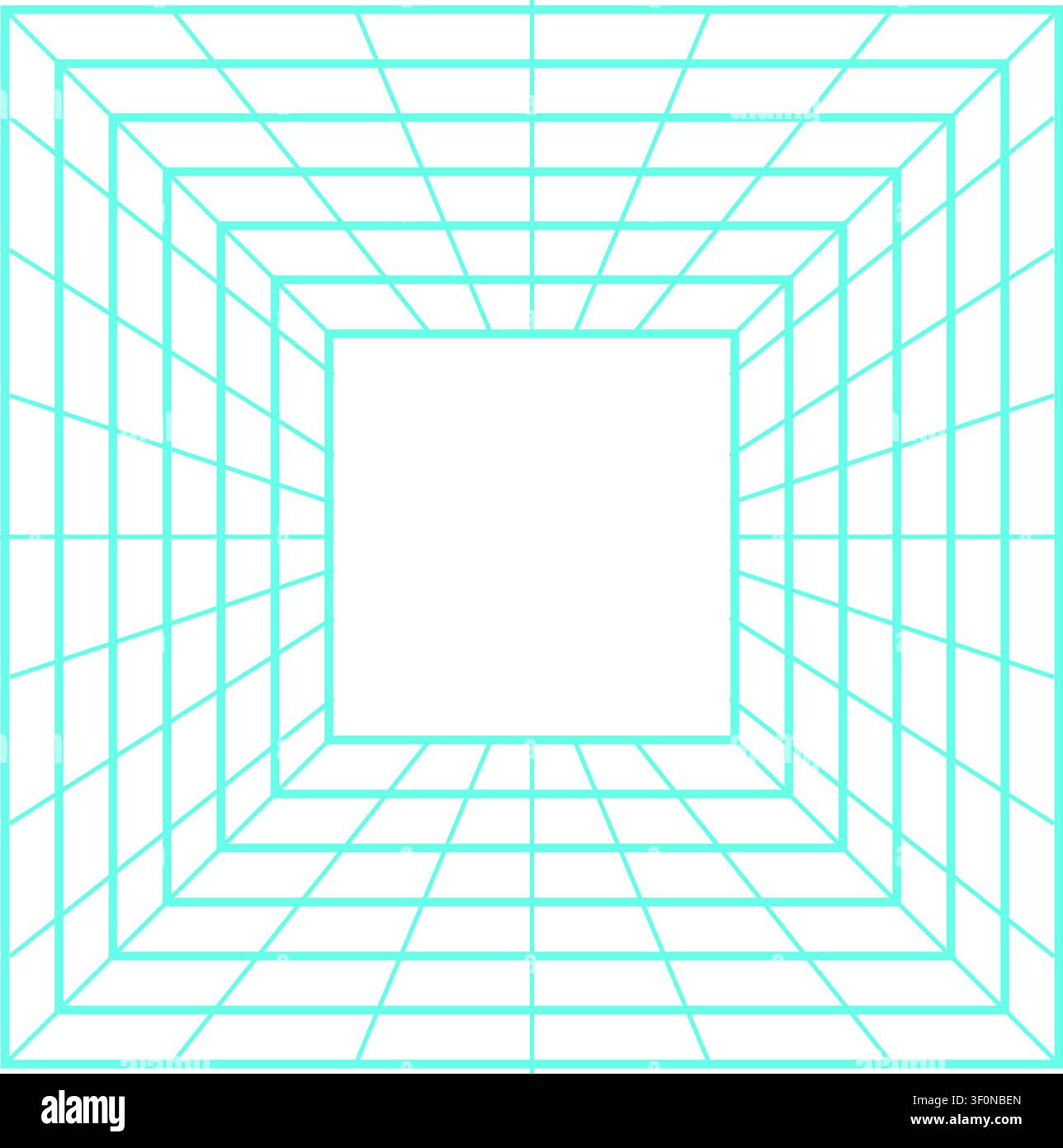 Cyber grid tunnel in digital perspective Stock Vector