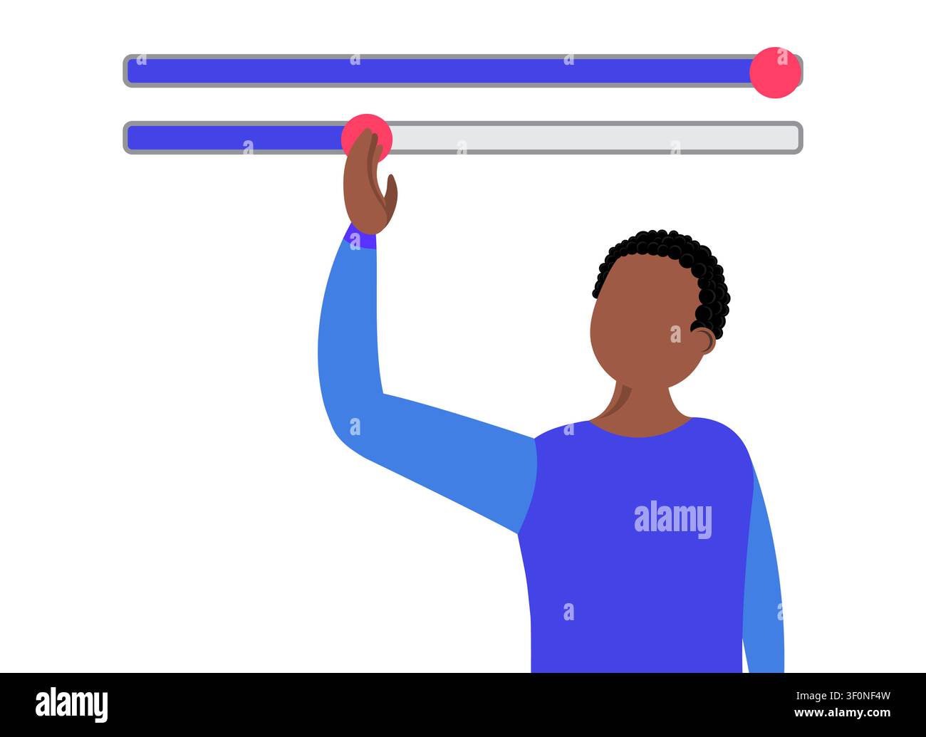 User Adjusting Modern Interface Slider or Progress Bar - vector illustration Stock Vector