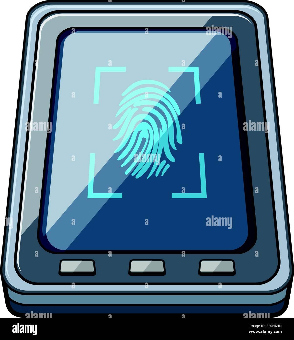 Biometric fingerprint scanner verifying digital identity access Stock Vector