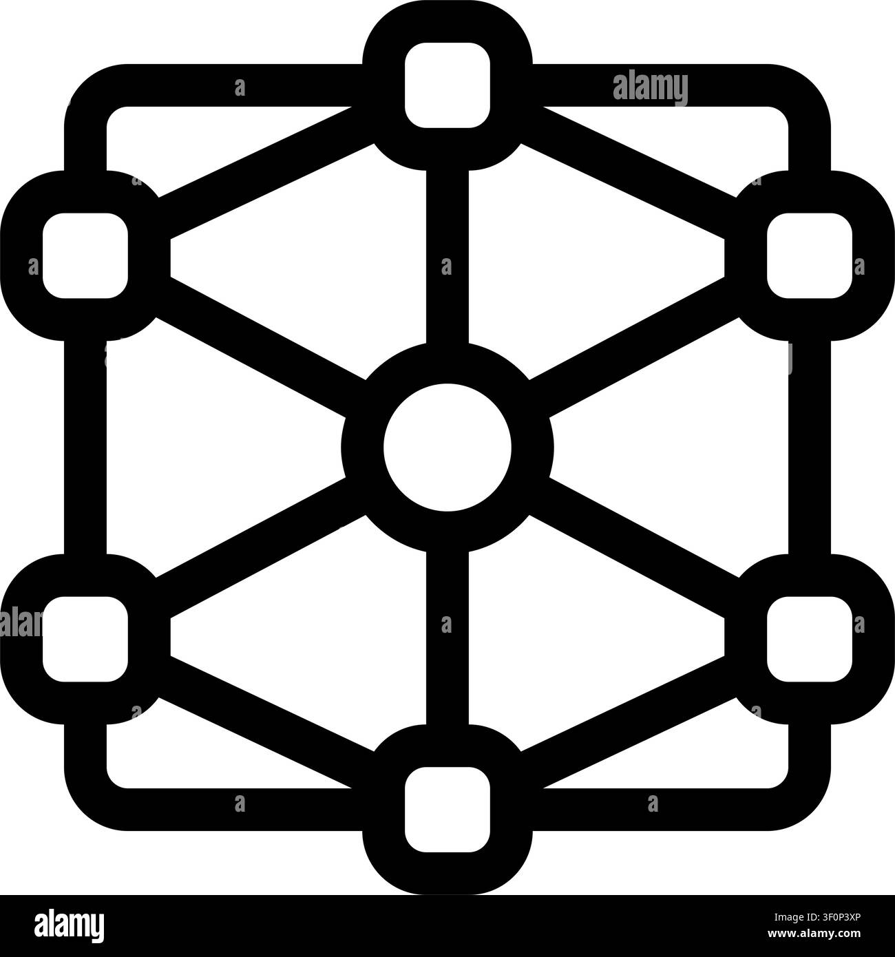 Decentralized Network Icon, Blockchain, Distributed Stock Vector
