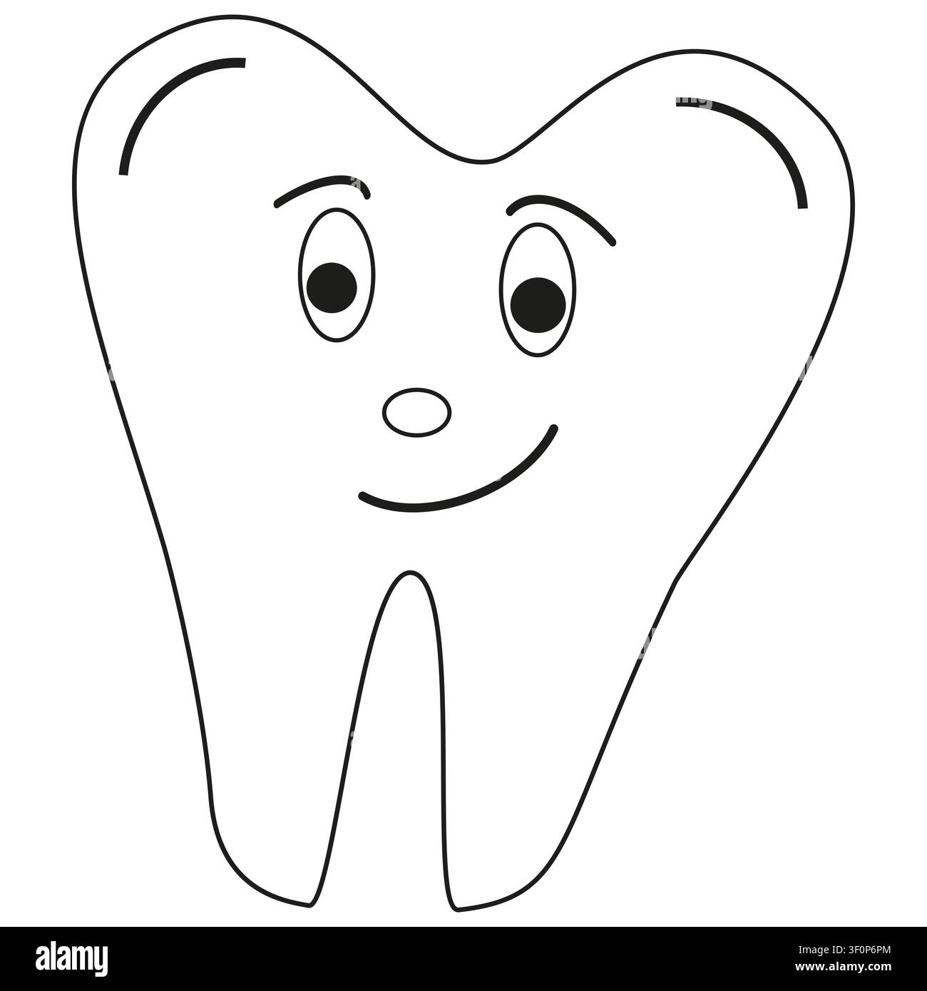 Friendly tooth icon. Smiling molar symbol with nose. Dental mascot illustration Stock Vector
