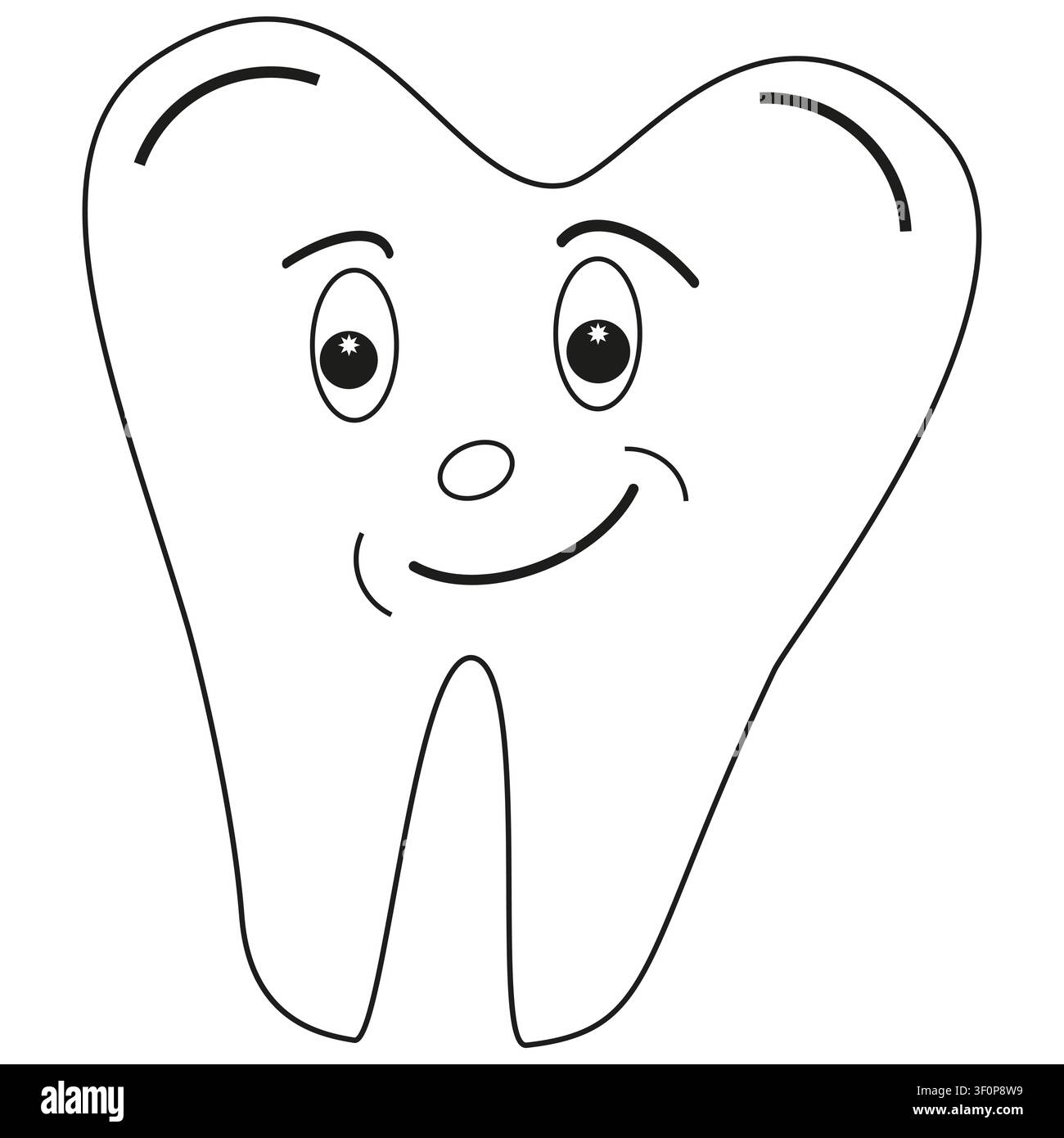 Smiling tooth icon. Cheerful molar symbol. Friendly dental character. Vector illustration Stock Vector