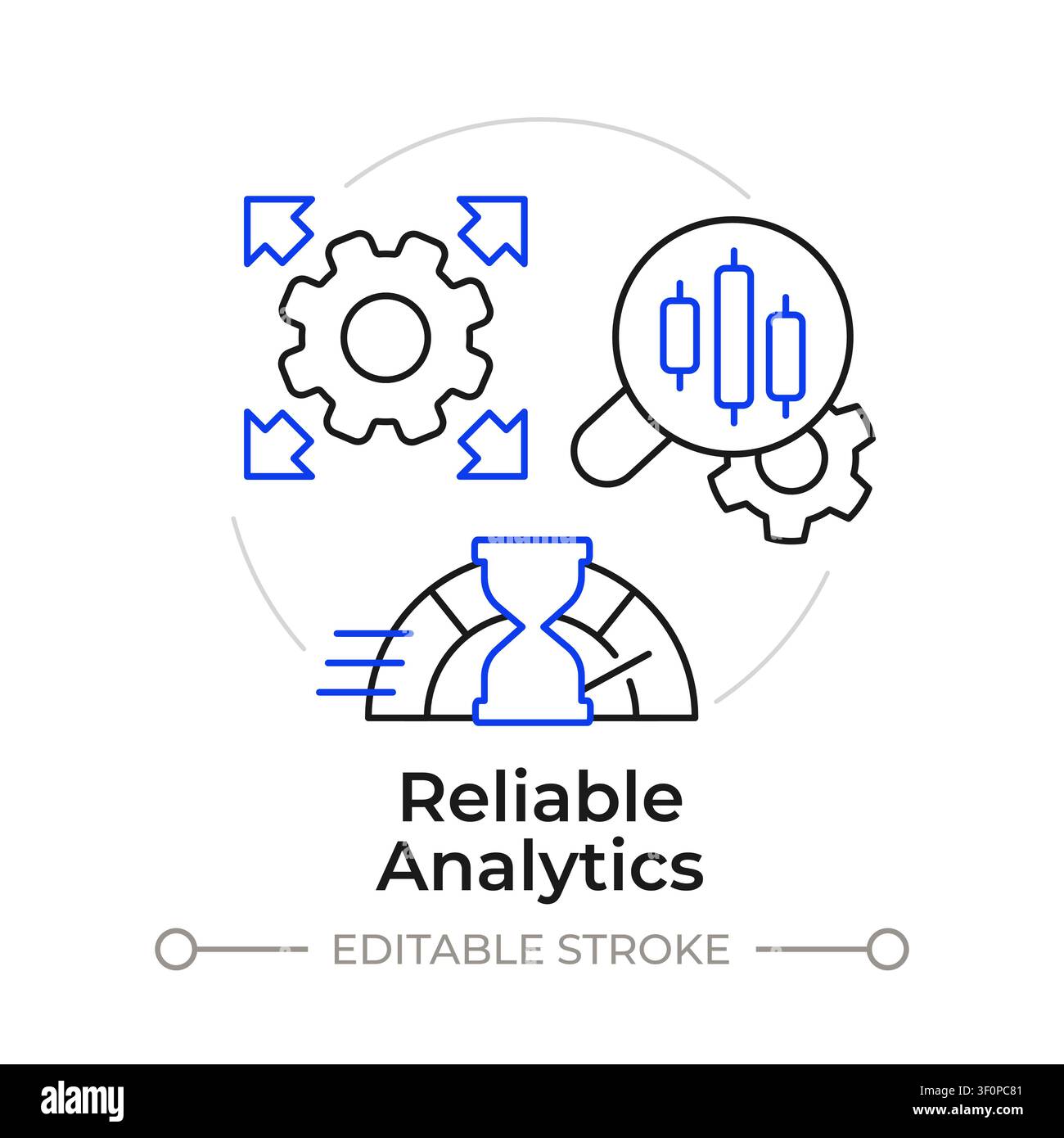 Reliable analytics duotone line art concept icon Stock Vector