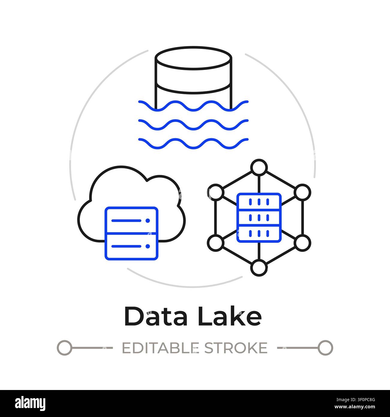 Data lake duotone line art concept icon Stock Vector