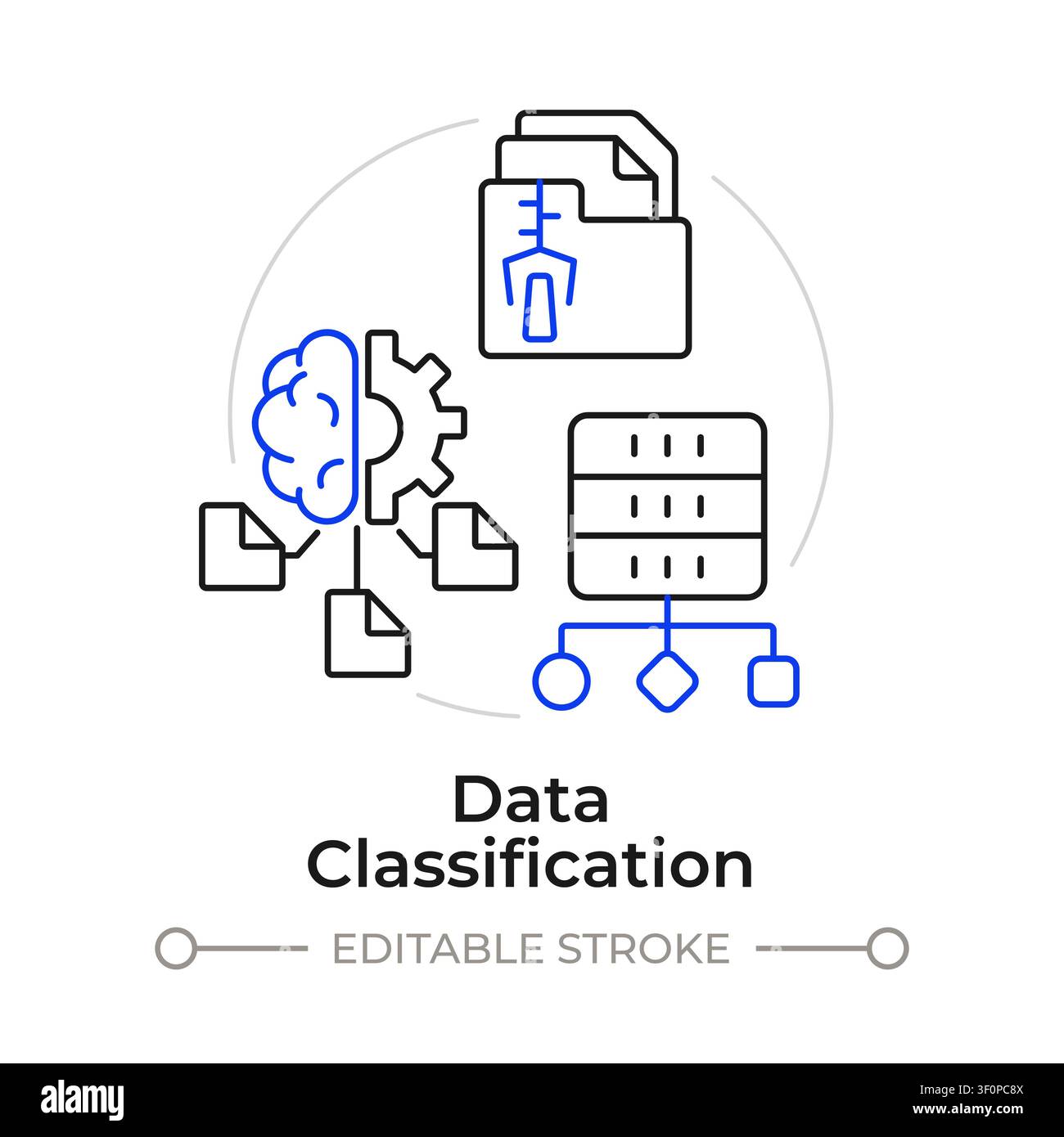 Data classification duotone line art concept icon Stock Vector