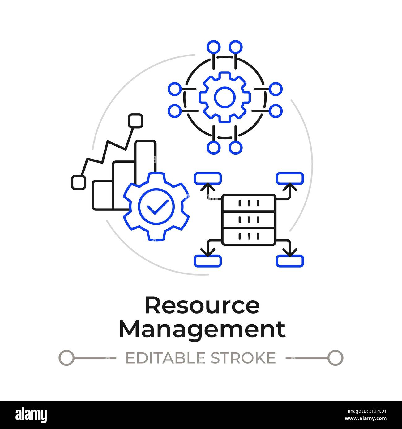 Resource management duotone line art concept icon Stock Vector