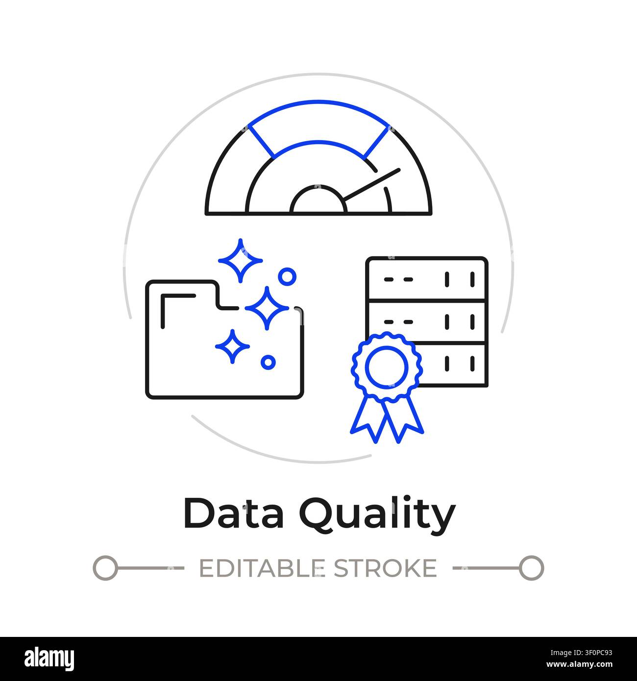 Data quality duotone line art concept icon Stock Vector