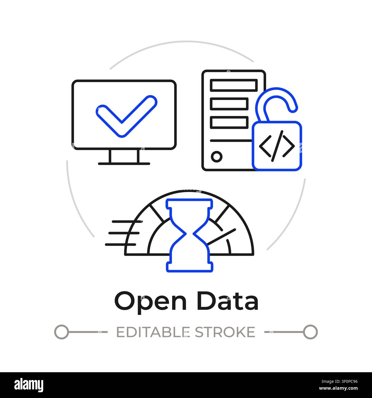 Open data duotone line art concept icon Stock Vector