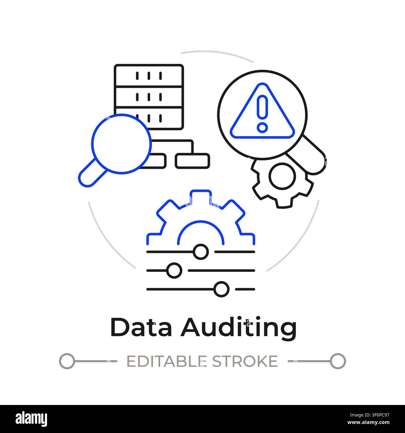Data auditing duotone line art concept icon Stock Vector