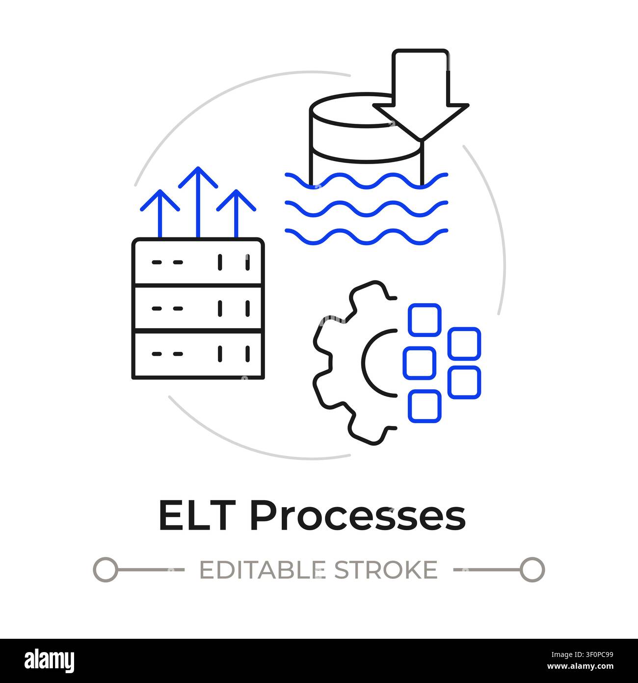 ELT processes duotone line art concept icon Stock Vector