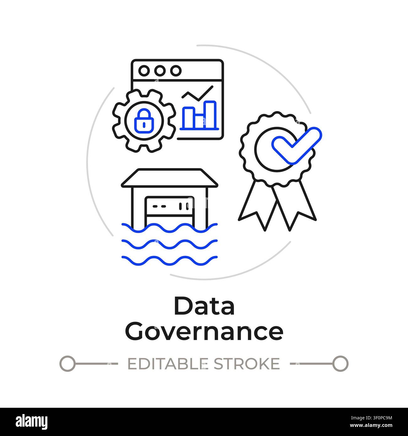 Data governance duotone line art concept icon Stock Vector